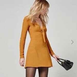 Elegant Mustard Long Sleeve Dress
